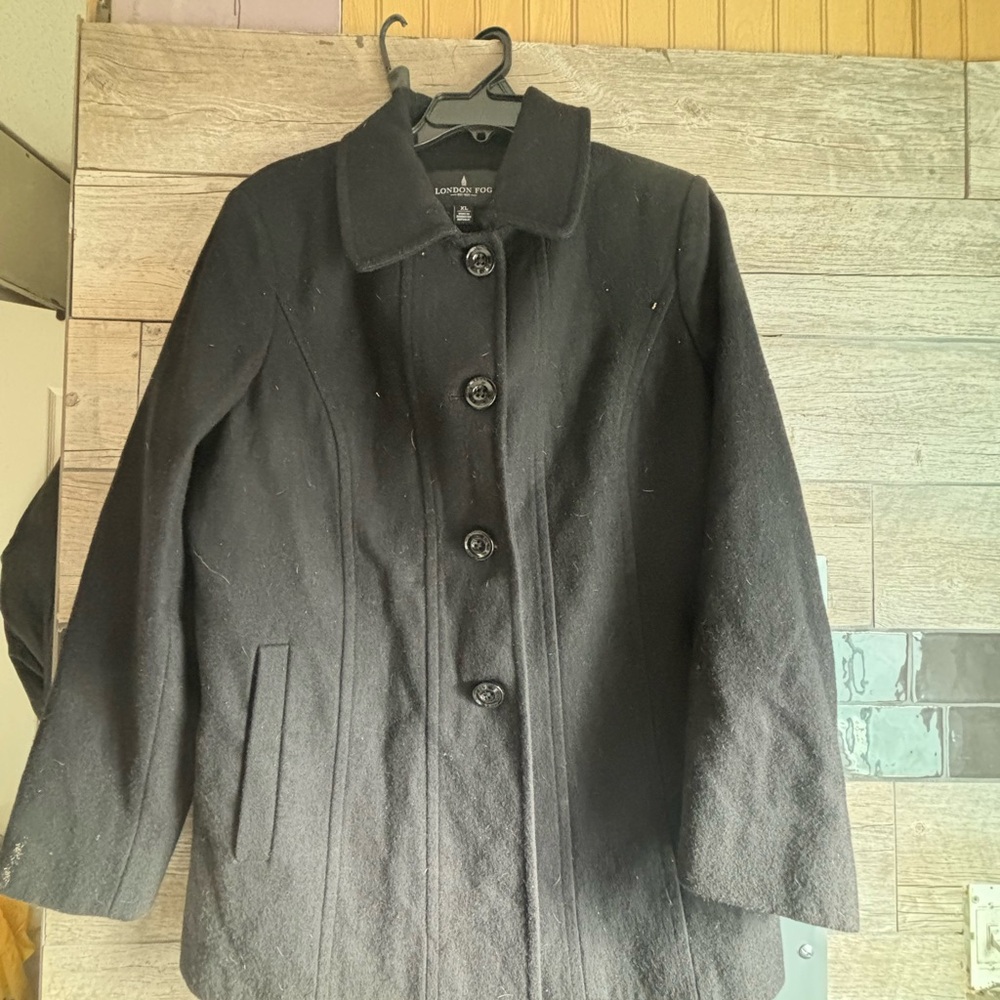 London Fog Black Pea Coat Stylish and Versatile